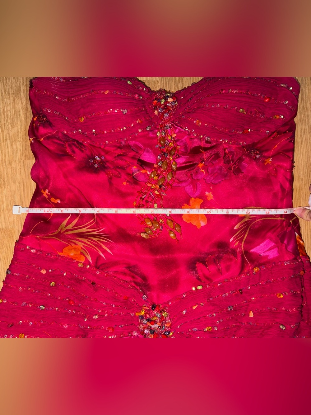 Vintage Sue Wong Nocturne Y2K Beaded Silk Floral Evening Dress - Size 10 - Picture 13 of 15
